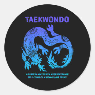 Adesivo Redondo Artes Marciais MMA Dragão Taekwondo Adolescentes M