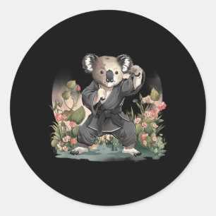Adesivo Redondo Artes Marciais MMA Taekwondo Karate Koala Animal