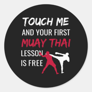 Adesivo Redondo Artes Marciais Muay Thai Engraçado Comt Esportes A