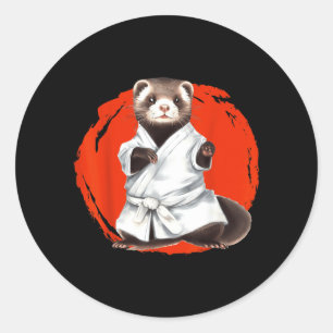 Adesivo Redondo Artes Marciais Ninja de Furão Caratê Jiu-Jitsu Jud