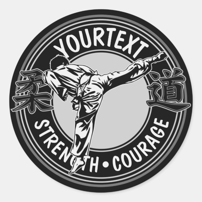 Adesivo Redondo Artes Marciais Personalizadas JUDO Japão Combate E (Frente)