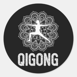 Adesivo Redondo Artes Marciais Tai Chi Yoga Meditação Qigong Yin Y