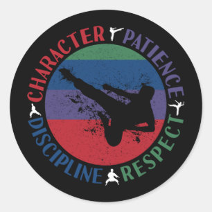 Adesivo Redondo Artes marciais - Valores do núcleo do Karate