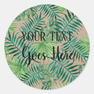 Adesivo Redondo Artesanato de Folhas de Plantas Tropicais de Produ