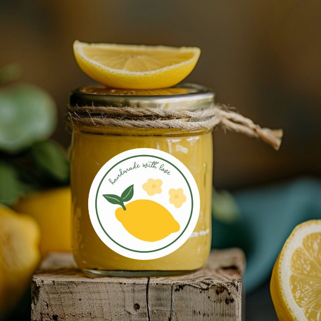 Adesivo Redondo Artesanato Limon Fora de Manchas Favorito Dar Trat (Lemon Handmade Craft Favor Gift Treat CUSTOM Classic Round Sticker
)