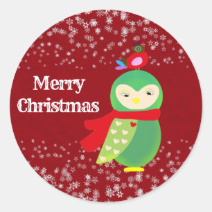 Adesivo Redondo Artesanatos da Festa Verde de Natal Feliz do Miúdo