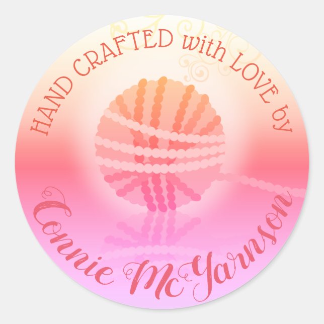 Adesivo Redondo Artesanatos de fios feitos à mão (Frente)