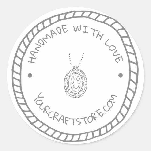 Adesivo Redondo Artesanatos de joalharia feitos à mão (Frente)