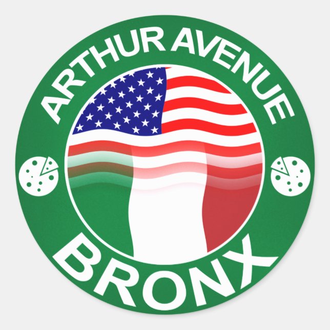 Adesivo Redondo Arthur Ave Bronx Italiano Americano (Frente)