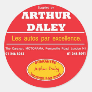 Adesivo Redondo Arthur Daley Motorama Car Bumper Sticker