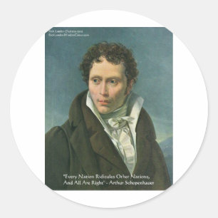 Adesivo Redondo Arthur Schopenhauer "Nações Ridicule" Citando pr