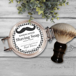 Adesivo Redondo Artisan Crafted Shave Soap Lumberjack Xadrez