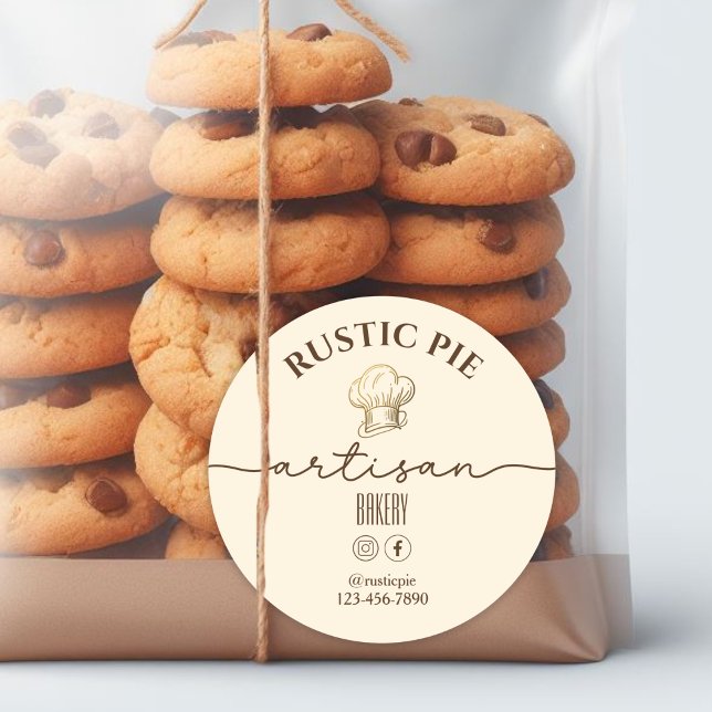 Adesivo Redondo Artisan Home Bakery Dourado Chef Hat Pale Orange (Criador carregado)