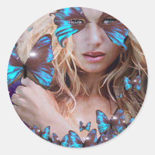 ADESIVO REDONDO ARTISTA BLUE BUTERRFLY BEAUTY