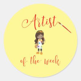 Adesivo Redondo Artista da Semana com Pincel