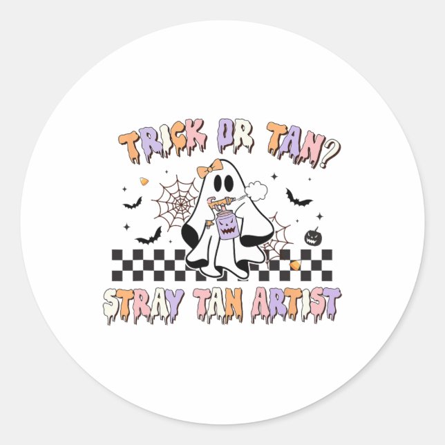 Adesivo Redondo Artista De Bronzea De Spray Retroativo Halloween F (Frente)