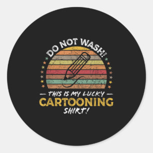 Adesivo Redondo Artista de Cartoon Engraçado, Gráfico de Cotação D