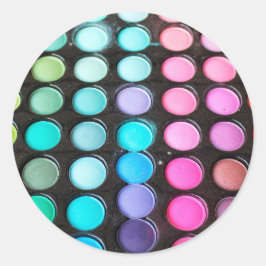 Adesivo Redondo Artista de maquiagem colorida feminina