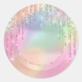 Adesivo Redondo Artista de Maquiagem  Drips Rosa Brilho 16 anos