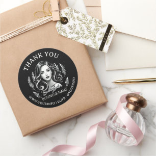 Adesivo Redondo Artista de Maquiagem Estilista de Cabelo Preto Bra