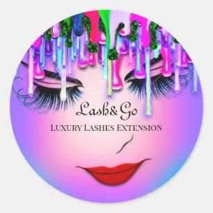 Adesivo Redondo Artista de maquiagem Lashes Roxos Produto Brilho V