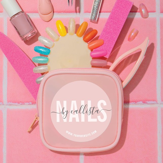 Adesivo Redondo Artista de unhas da tipografia simples e elegante (Criador carregado)