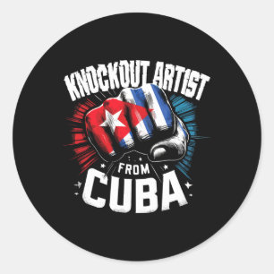 Adesivo Redondo Artista Derrubado Do Orgulho Da Boxeira Cubana