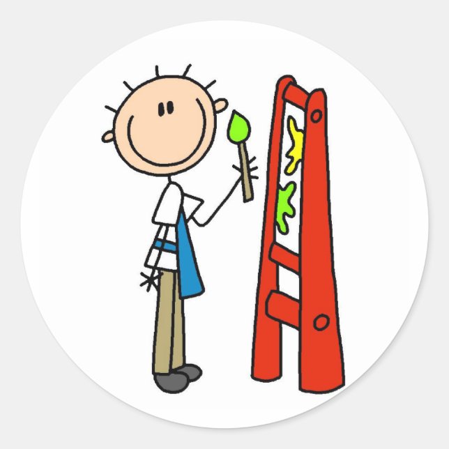 Adesivo Redondo Artista do Stick Figure (Frente)