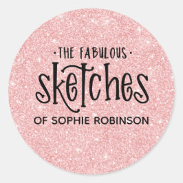 Adesivo Redondo Artista Elegante Rosa Girly Glitter