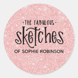 Adesivo Redondo Artista Elegante Rosa Girly Glitter