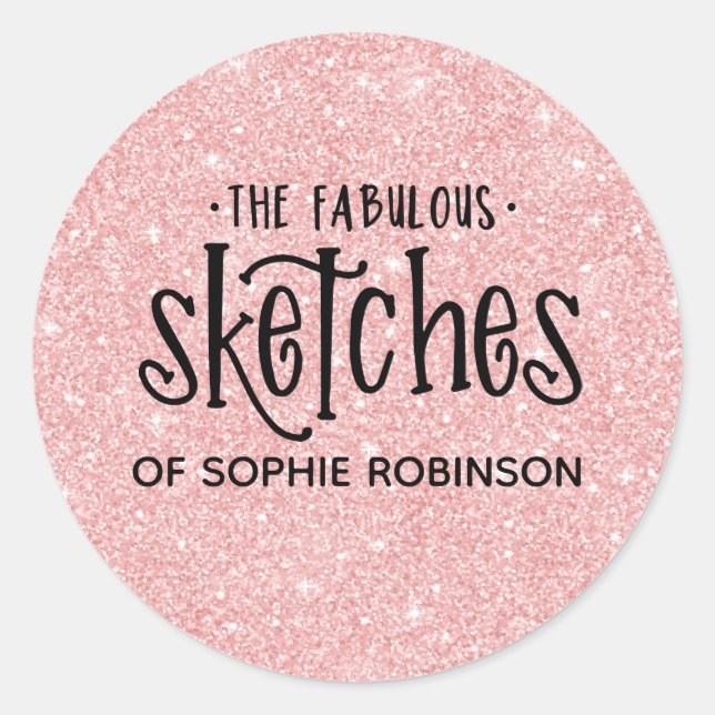 Adesivo Redondo Artista Elegante Rosa Girly Glitter (Frente)