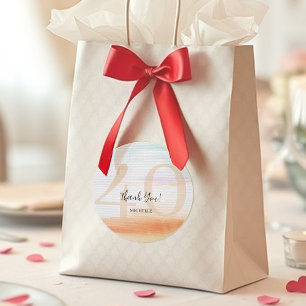 Adesivo Redondo Artista Moderno Arco-Íris Obrigado Aniversário