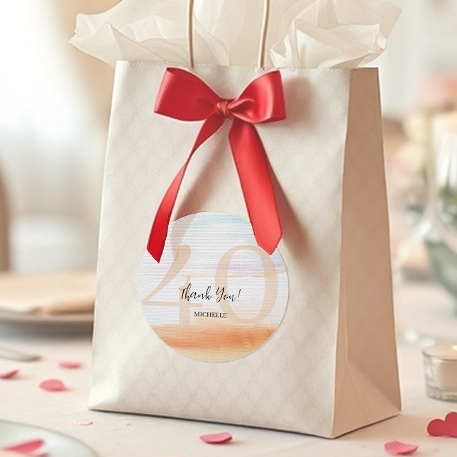 Adesivo Redondo Artista Moderno Arco-Íris Obrigado Aniversário (Criador carregado)