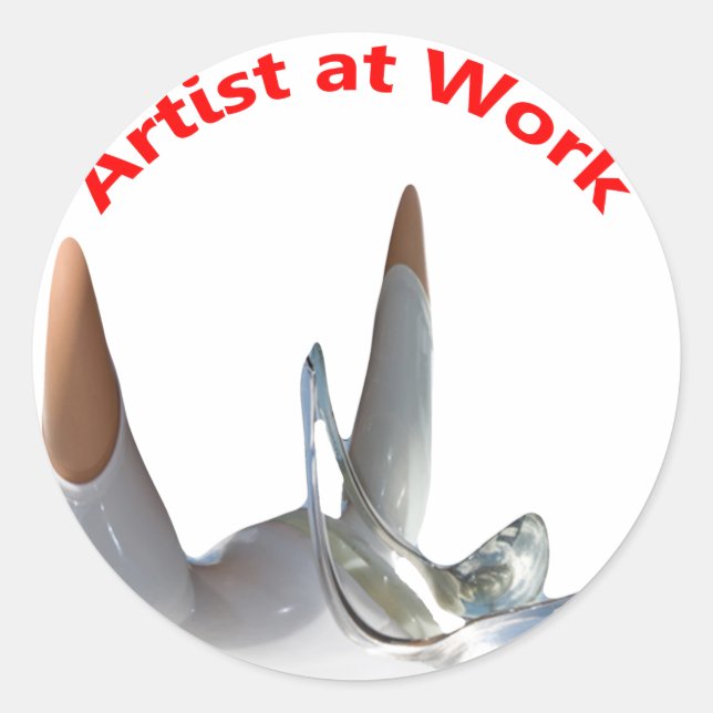 Adesivo Redondo Artista no Trabalho (Frente)