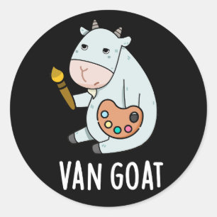 Adesivo Redondo Artista Van Goat Funny Pun Dark BG