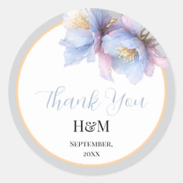 Adesivo Redondo Artistic Pastel Botanical Florals Wedding