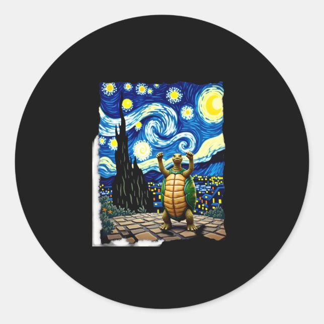 Adesivo Redondo Artistic Turtle Shirt  Starry Night Turtle (1) (Frente)