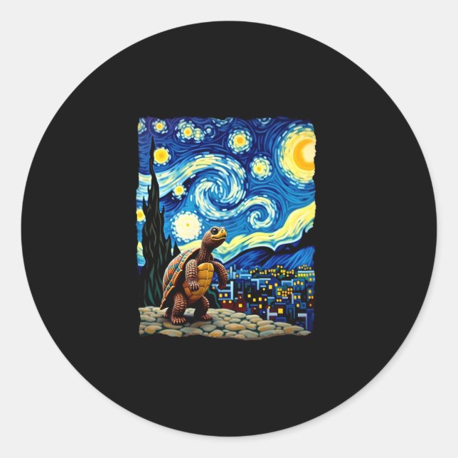 Adesivo Redondo Artistic Turtle Shirt  Starry Night Turtle (2) (Frente)