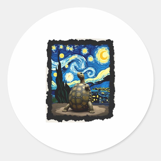 Adesivo Redondo Artistic Turtle Shirt  Starry Night Turtle (2) (Frente)