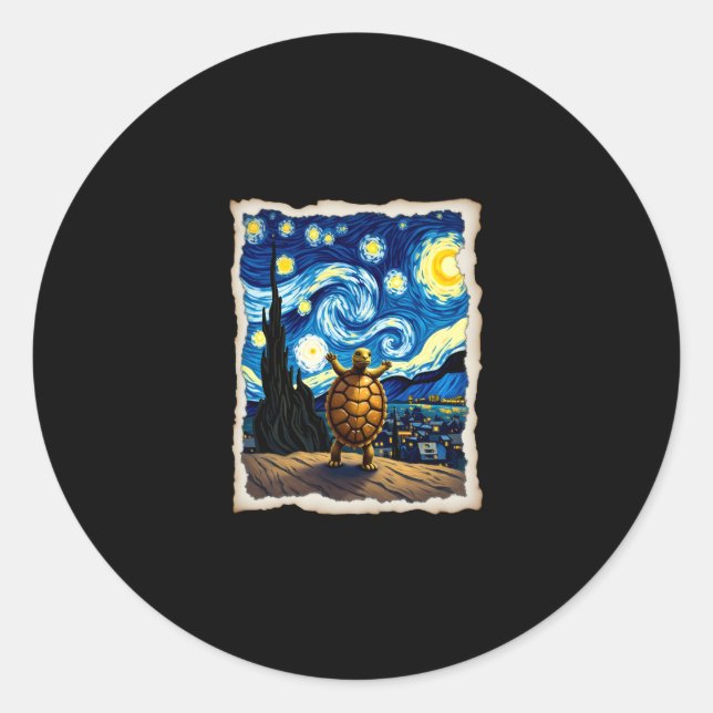 Adesivo Redondo Artistic Turtle Shirt  Starry Night Turtle (3) (Frente)