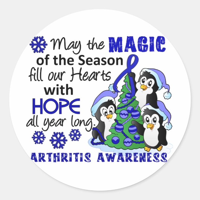 Adesivo Redondo Artrite Pinguins de Natal (Frente)