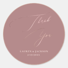 Adesivo Redondo ArtsApp Rosa Dourado Empoeirado Agradecimento DIY 