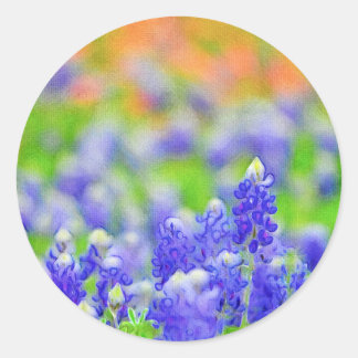 Adesivo Redondo Artsy Bluebonnet e Indian Paintbrush Sticker