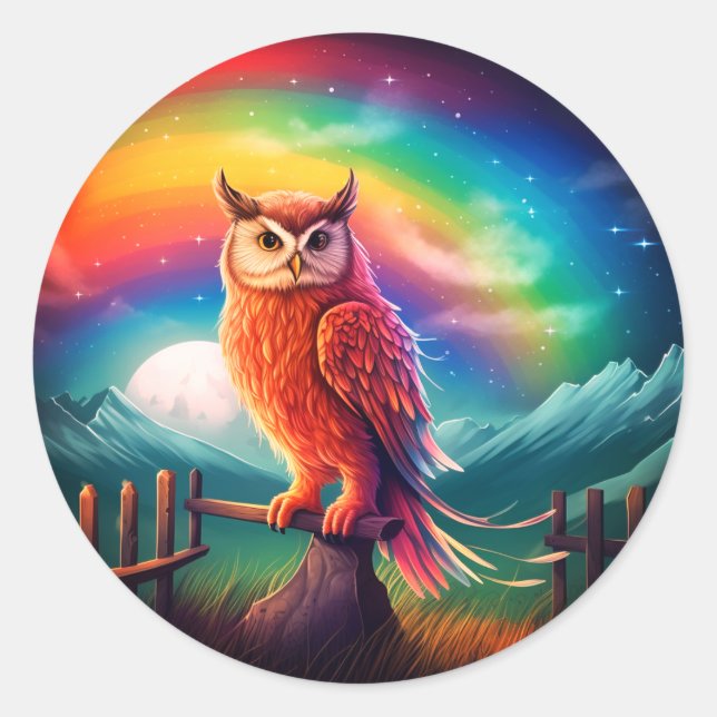 Adesivo Redondo Artsy Owl (Frente)