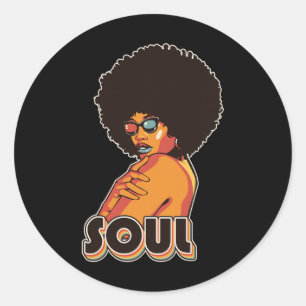 Adesivo Redondo Artsy Womens Funk Vintage 70 Costume Afro Soul Mu