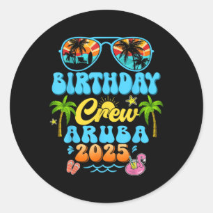Adesivo Redondo Aruba Birthday Crew Vacation Cruise 2025 Summer Gr