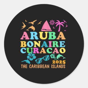 Adesivo Redondo Aruba Bonaire Curaçao 2025 Ilha Viagem Caribenha
