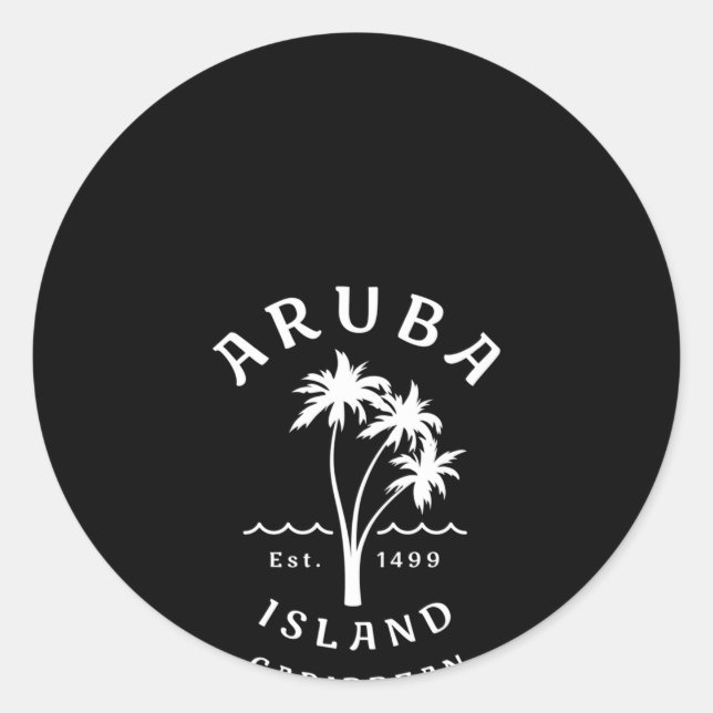 Adesivo Redondo Aruba Caribe Praias Novelty Palm Tree (Frente)