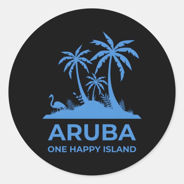 Adesivo Redondo Aruba One Happy Island (Frente)