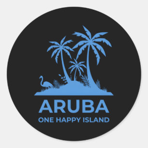 Adesivo Redondo Aruba One Happy Island
